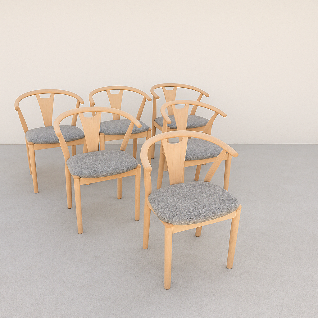 K.Hoffer Larsen Danish dining chairs. Set of 6.