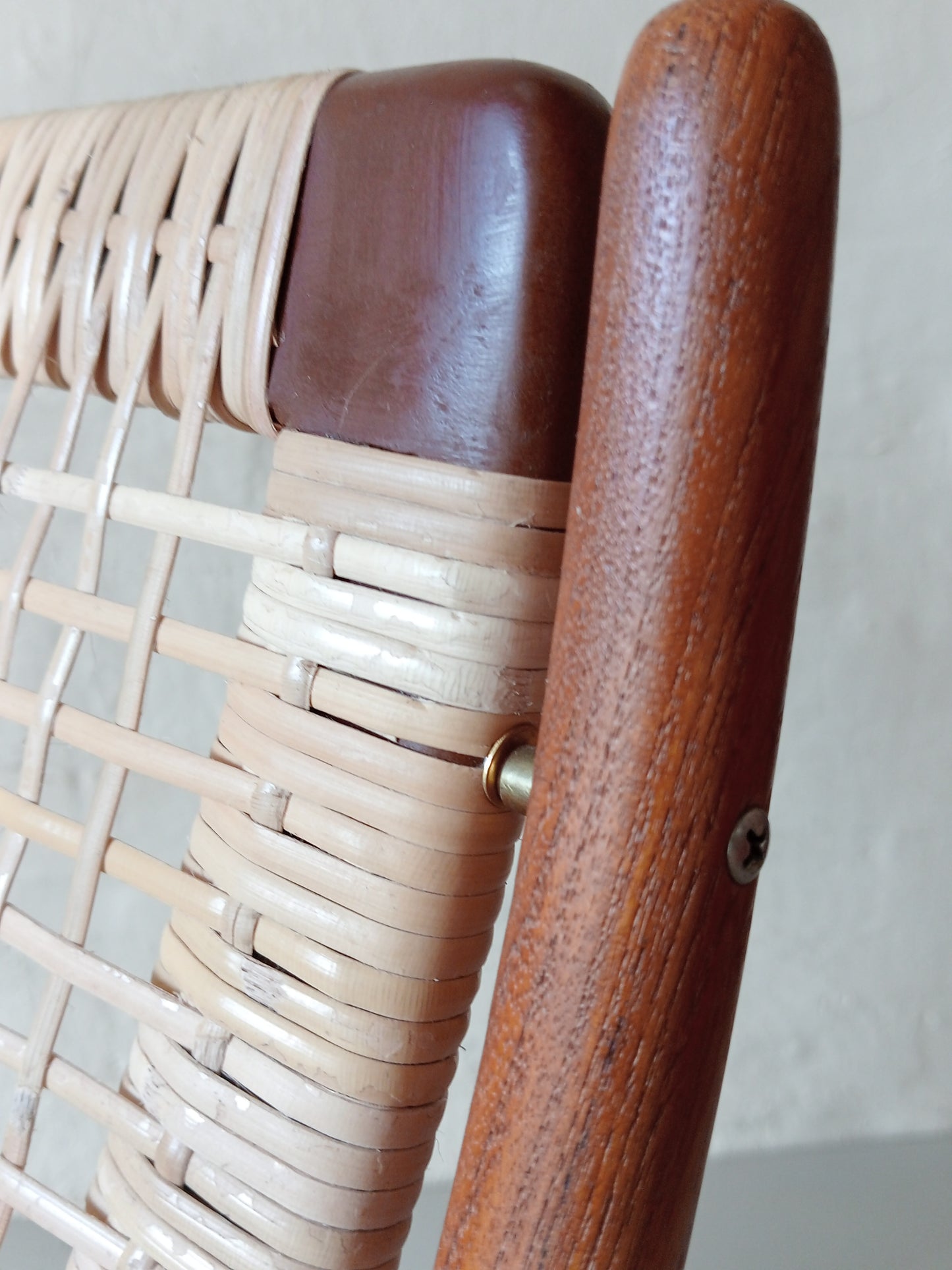 Rattan and teak lounge chair by Erik Andersen & Palle Pedersen for Horsnaes Møbler