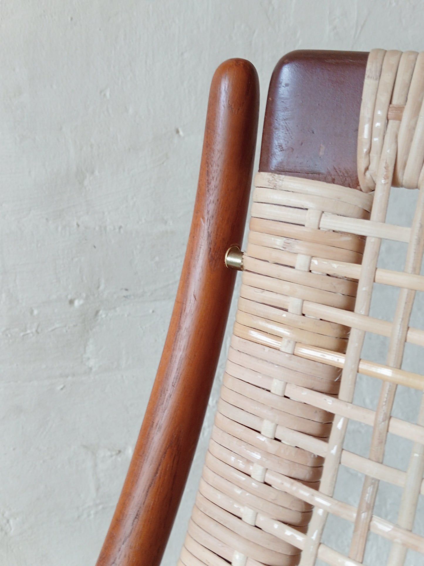 Rattan and teak lounge chair by Erik Andersen & Palle Pedersen for Horsnaes Møbler