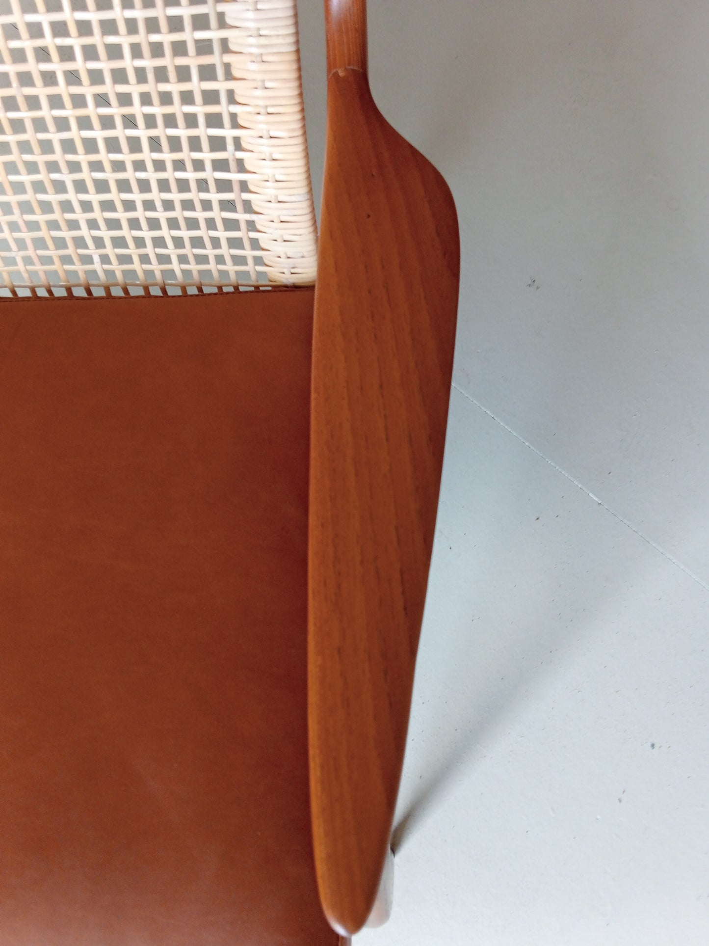 Rattan and teak lounge chair by Erik Andersen & Palle Pedersen for Horsnaes Møbler