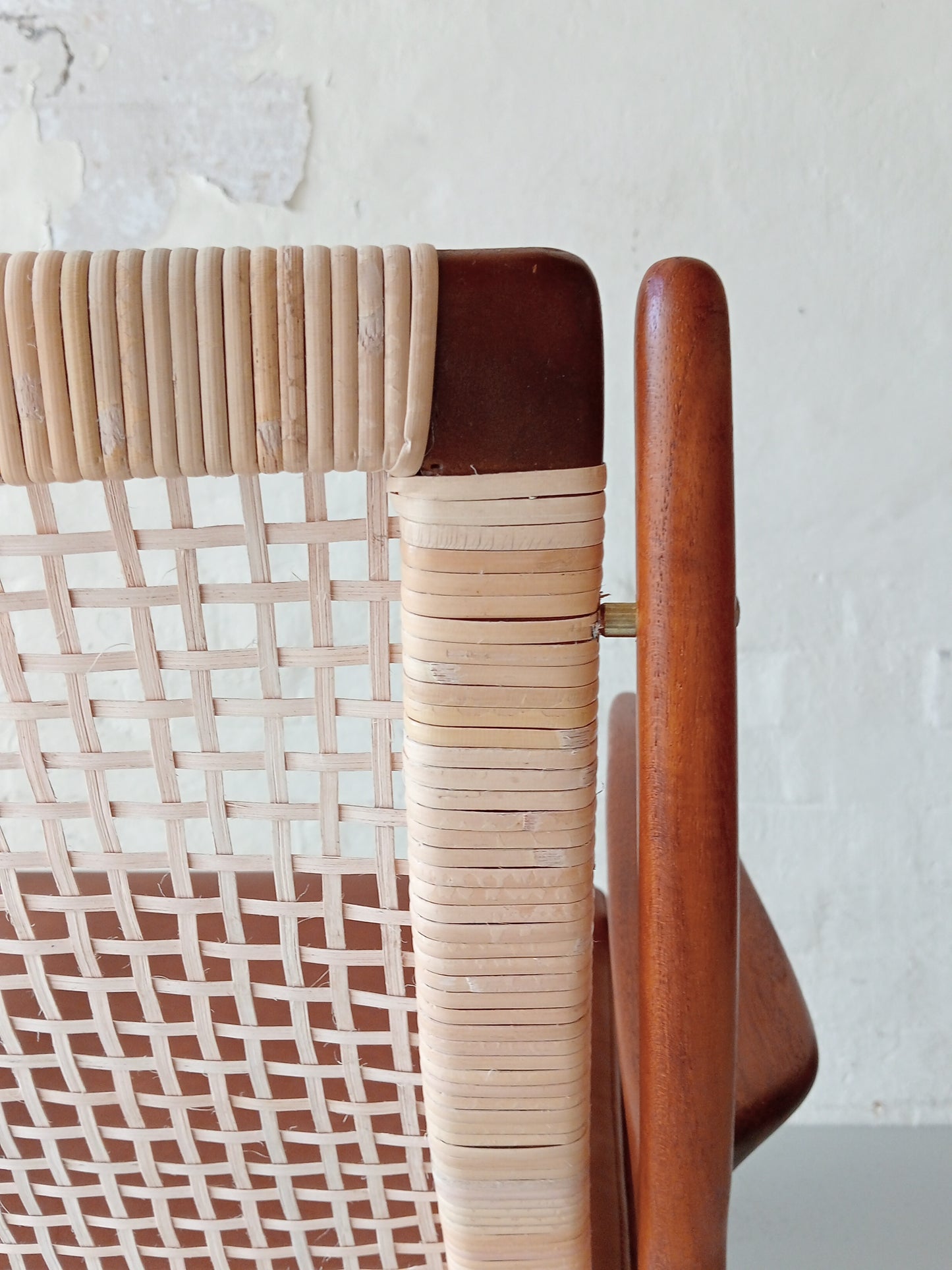 Rattan and teak lounge chair by Erik Andersen & Palle Pedersen for Horsnaes Møbler
