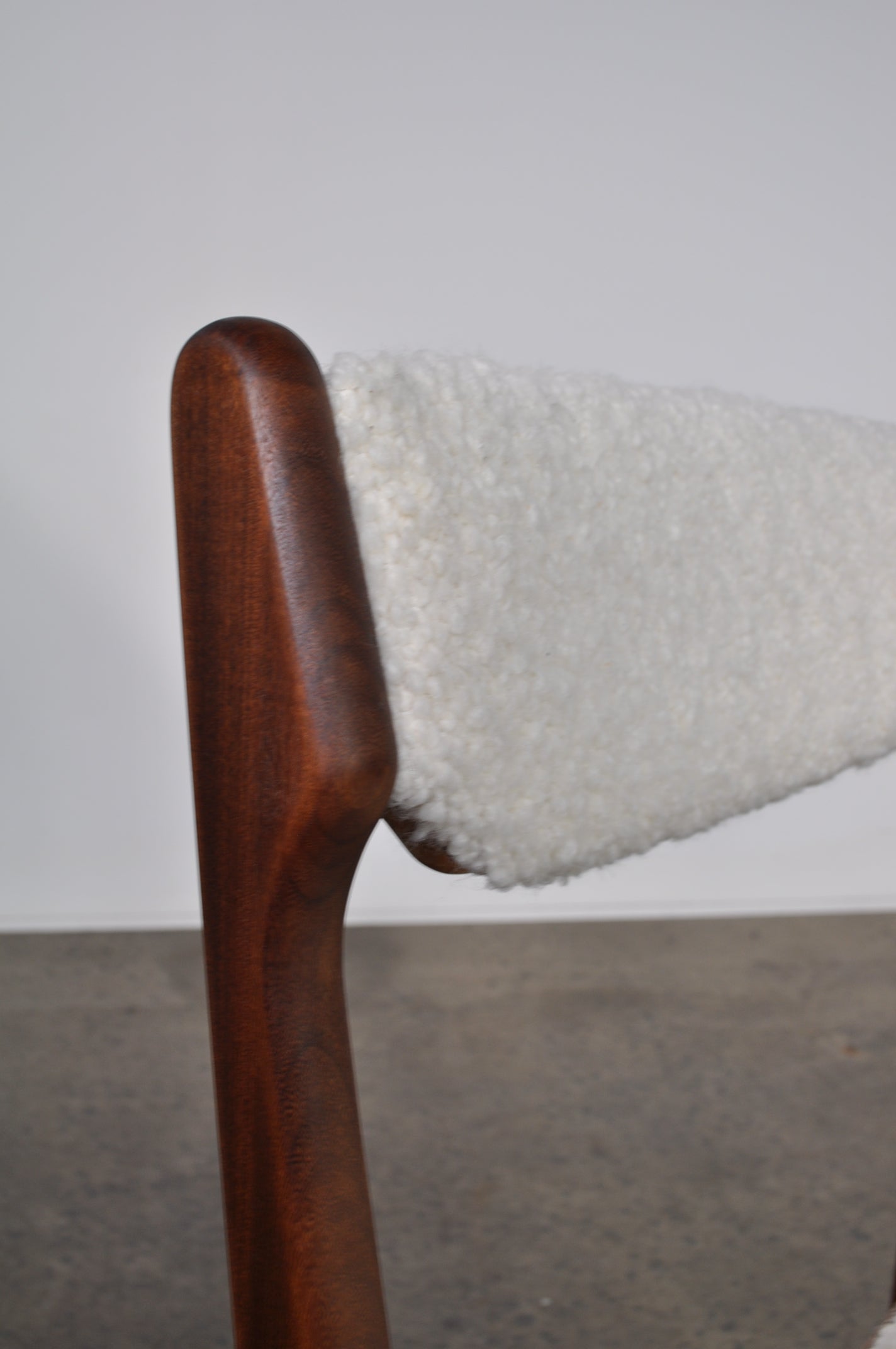 Danish dining chair. Set of 6 in Boucle.