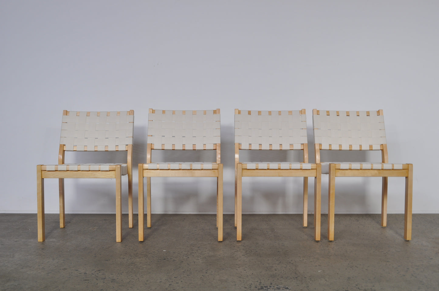 Alvar Aalto dining chairs by Artek in natural. Includes free dining table.