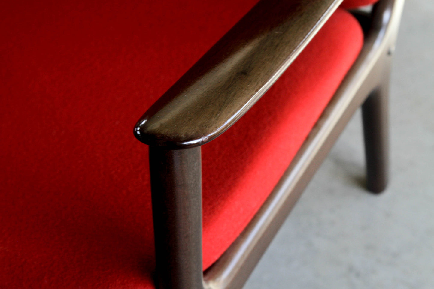 Ole Wanscher lounge chair. Model PJ 112. In Red.
