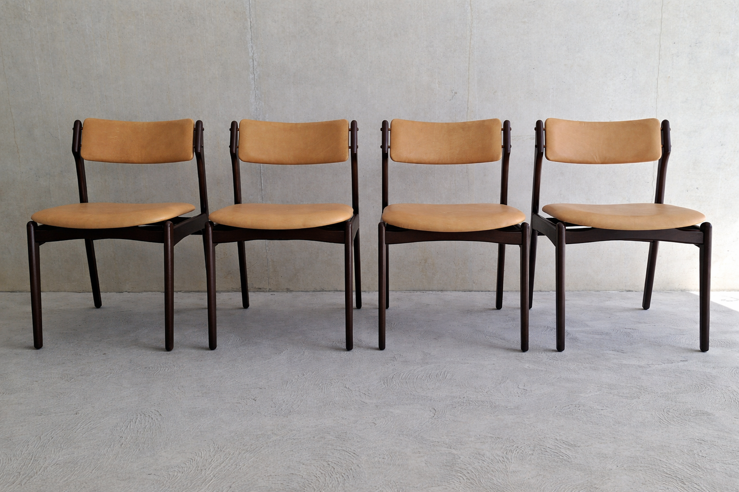 Danish Dining Chairs in the Erik Buch Style with a Mahogany Frame.