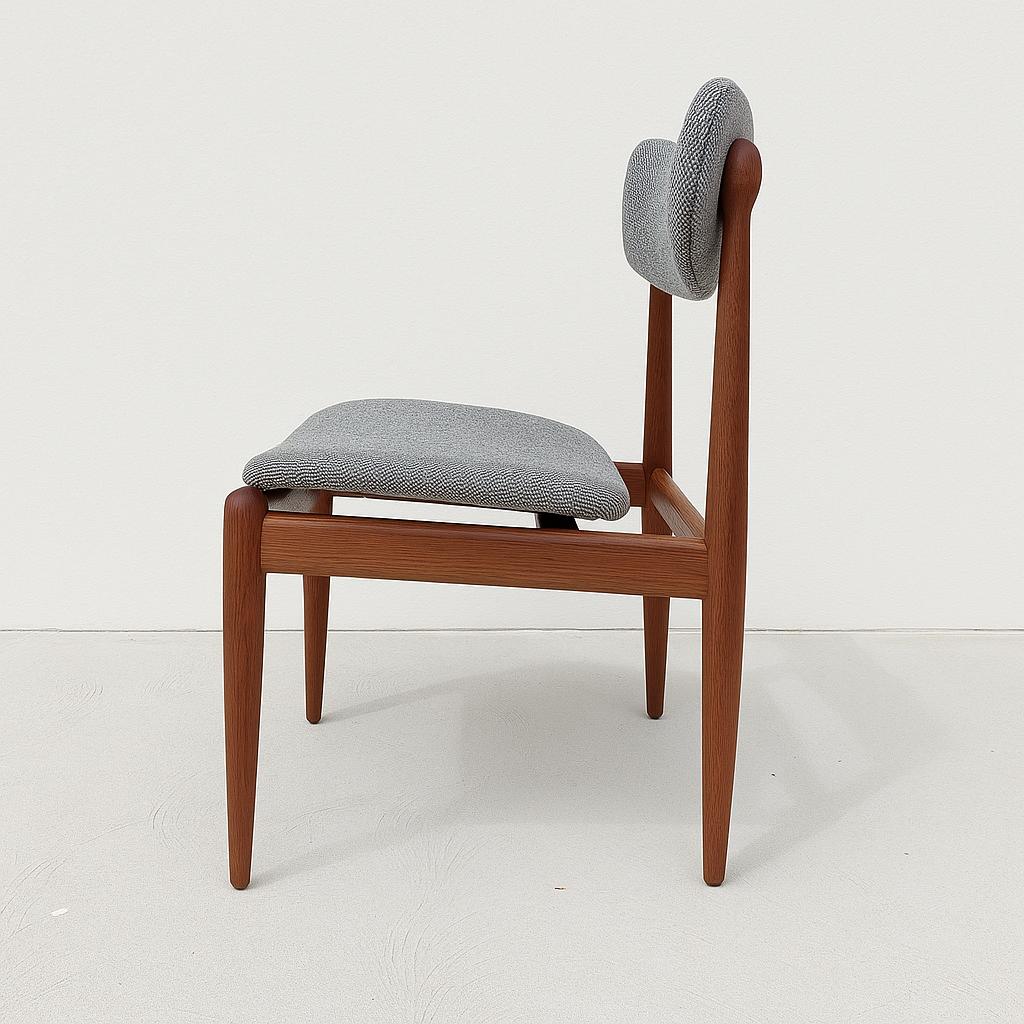 Parker model 108 dining chairs in Blackwood with Hallingdal fabric.