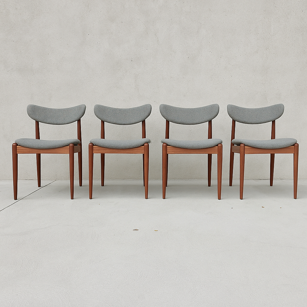 Parker model 108 dining chairs in Blackwood with Hallingdal fabric.