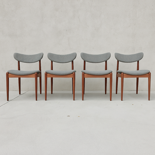 Parker model 108 dining chairs in Blackwood with Hallingdal fabric.