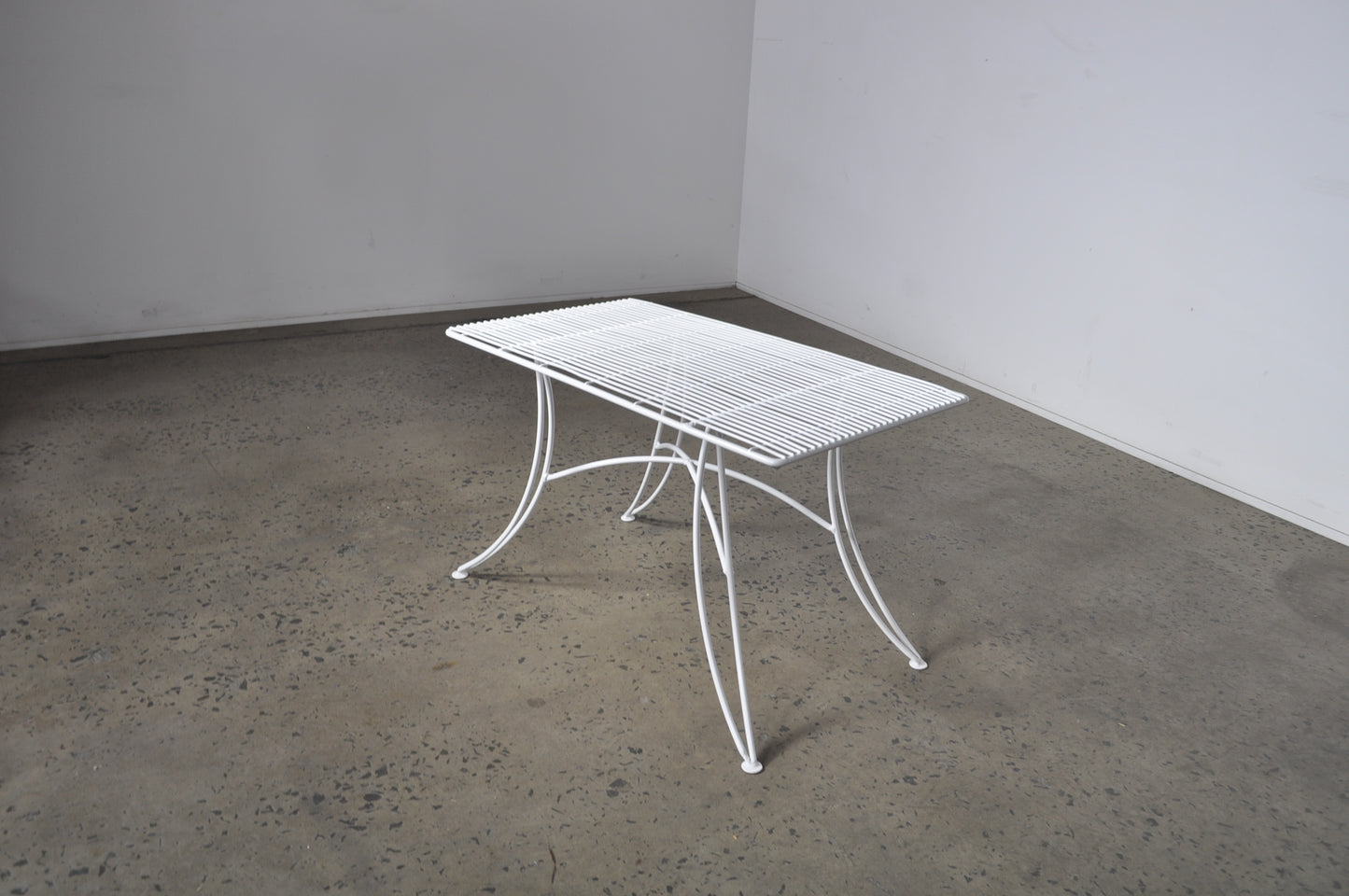 White outdoor table.