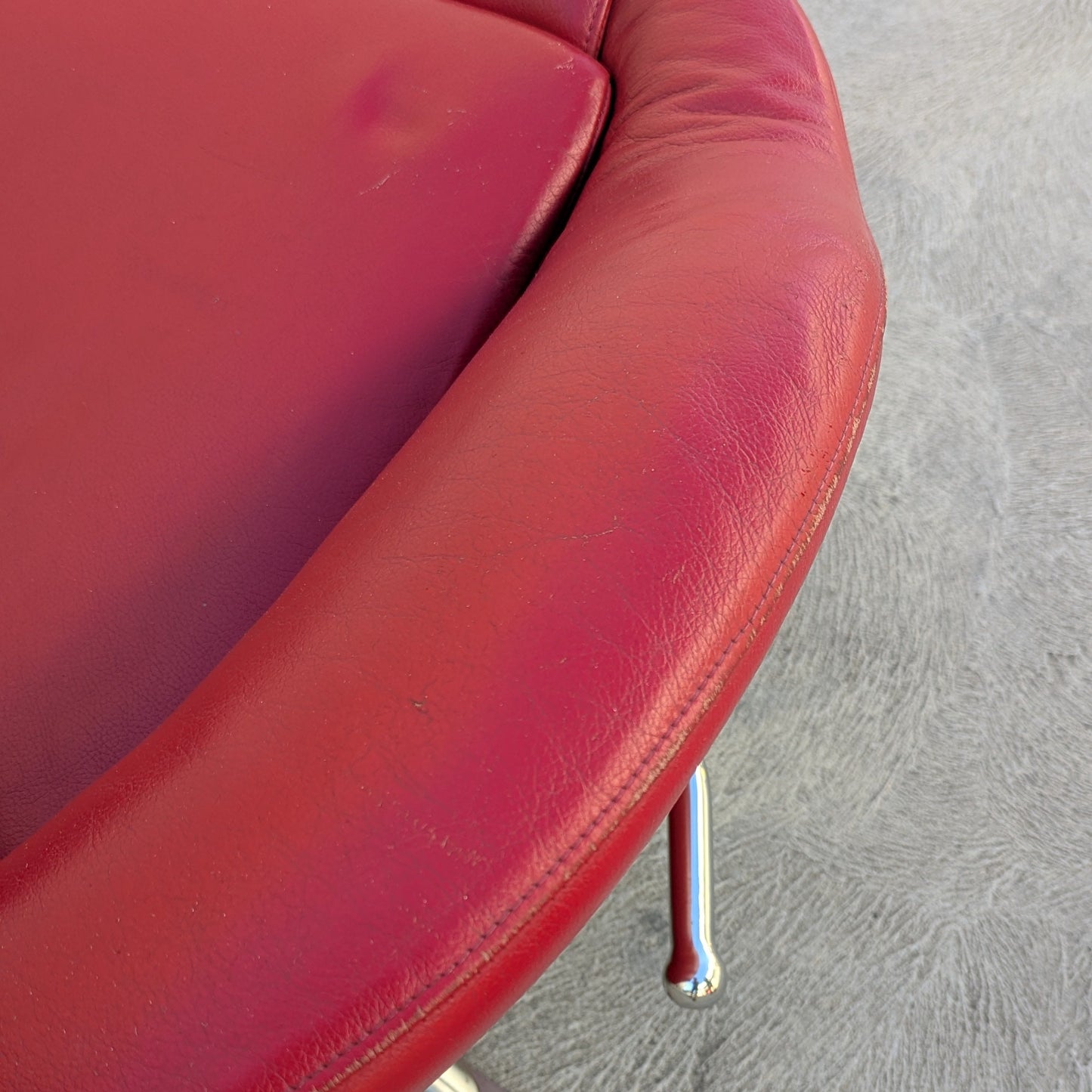 Cassina K10 Dodo Reclining Armchair in Red Leather.