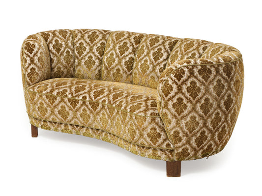 Danish Two-Seater Banana Sofa.