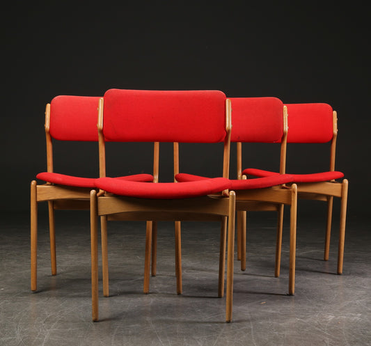 Erik Buch. Four oak chairs, model OD 49. To be restored.