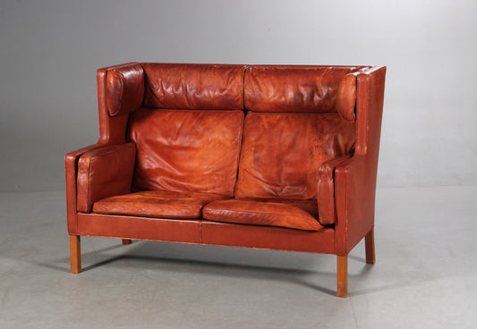 Børge Mogensen. Two seat sofa, model 2192 in leather.