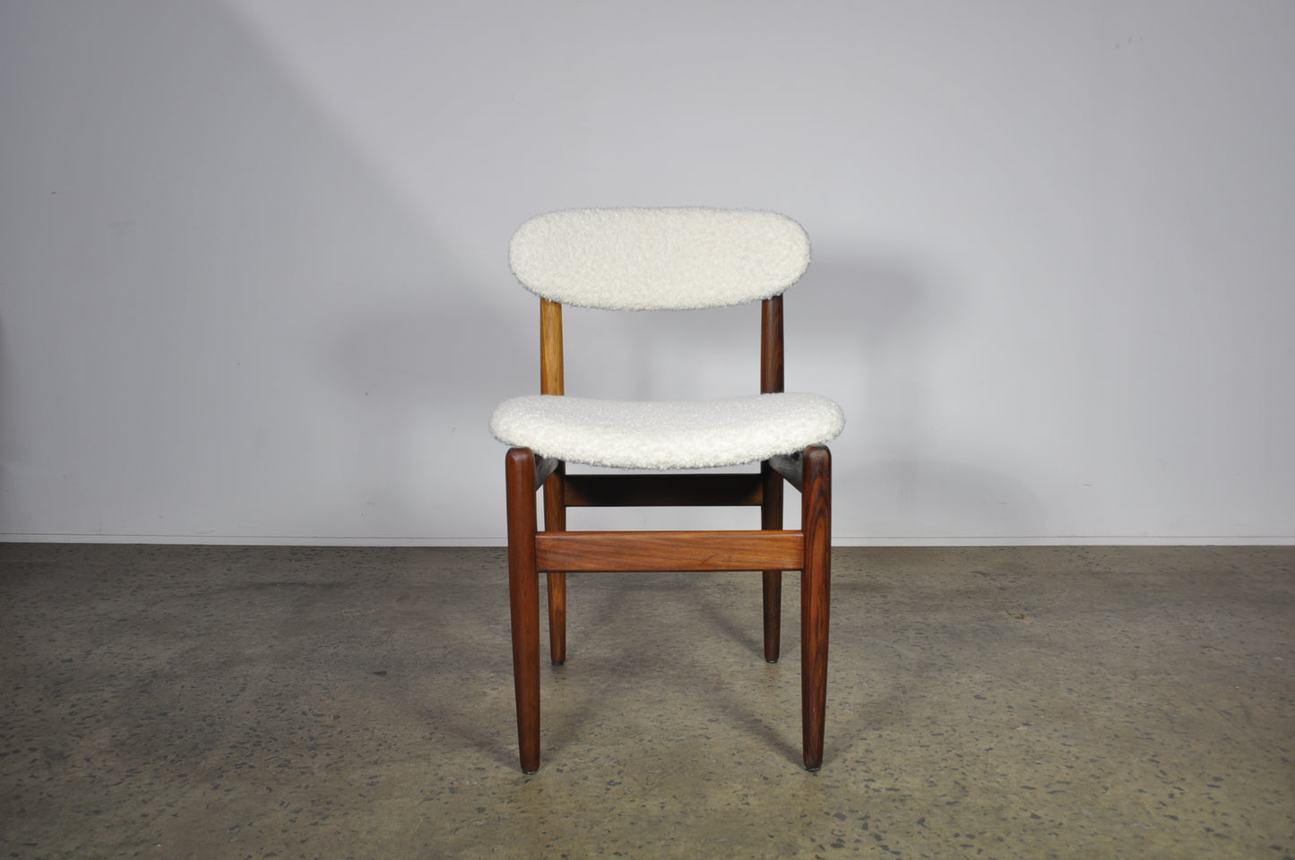 Elite Dining chairs in shearling fabric.