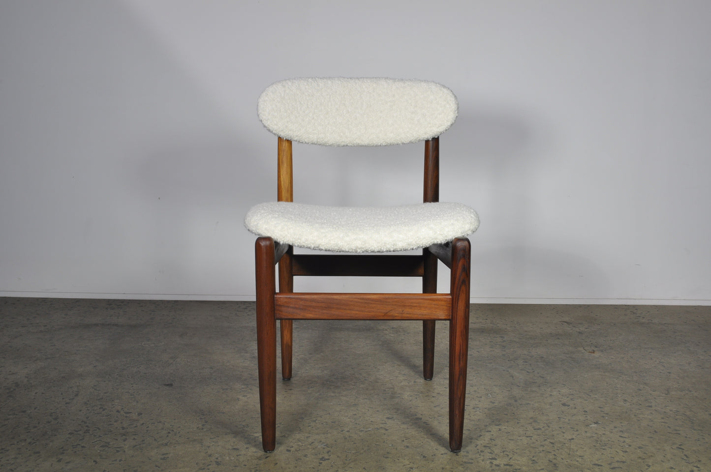 Elite Dining chairs in shearling fabric.