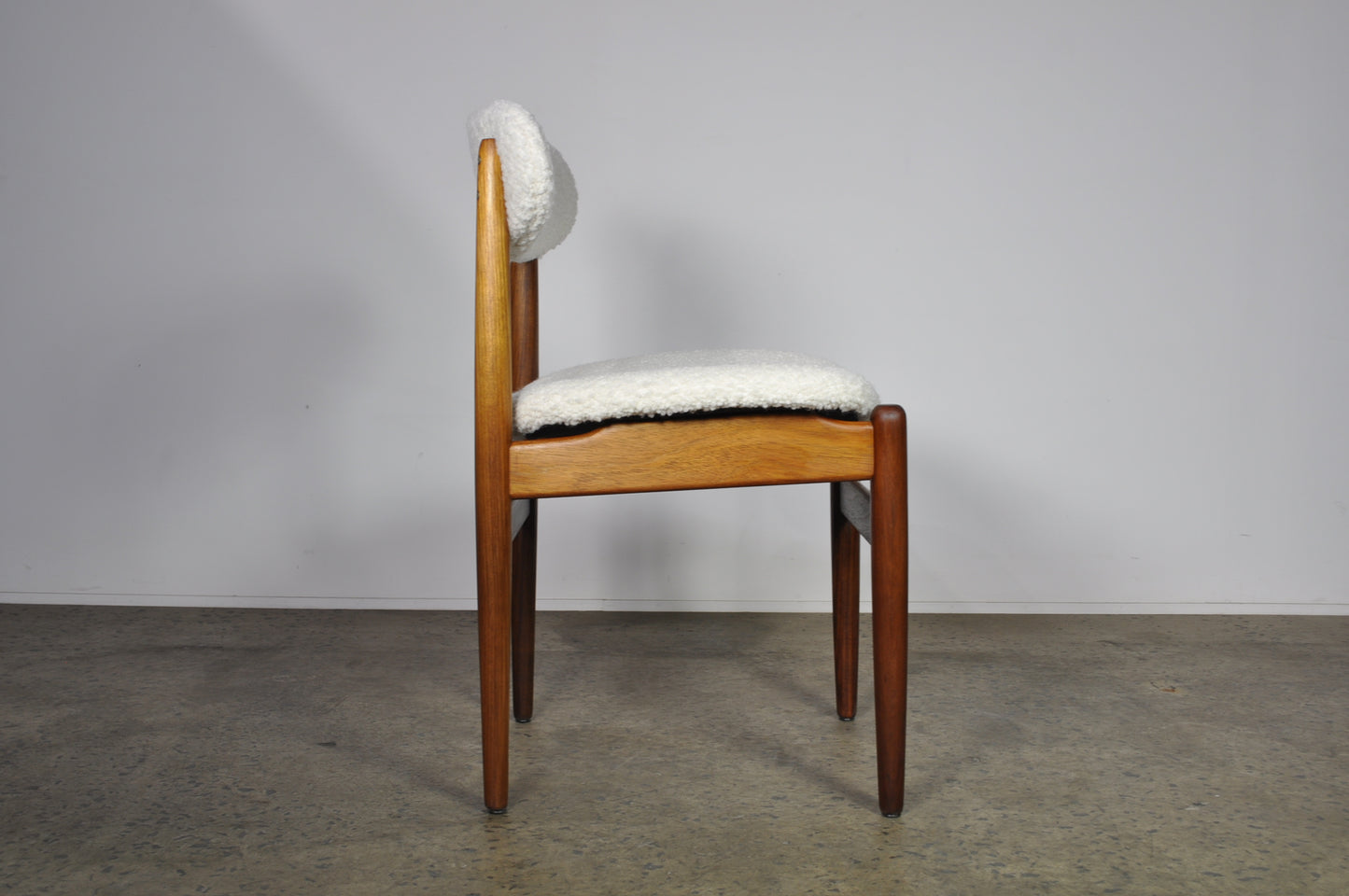 Elite Dining chairs in shearling fabric.