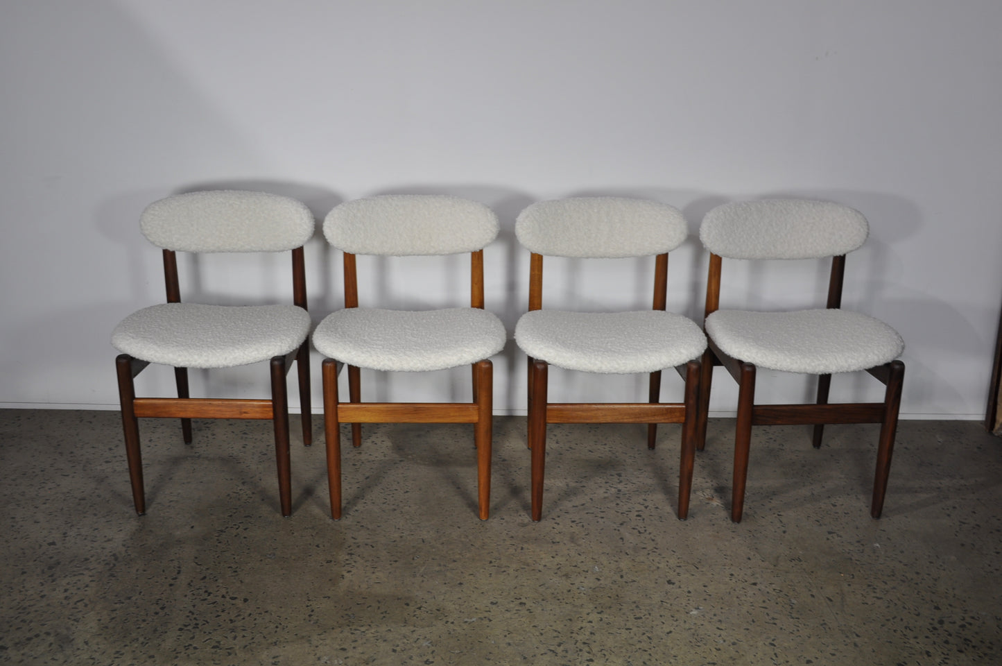 Elite Dining chairs in shearling fabric.