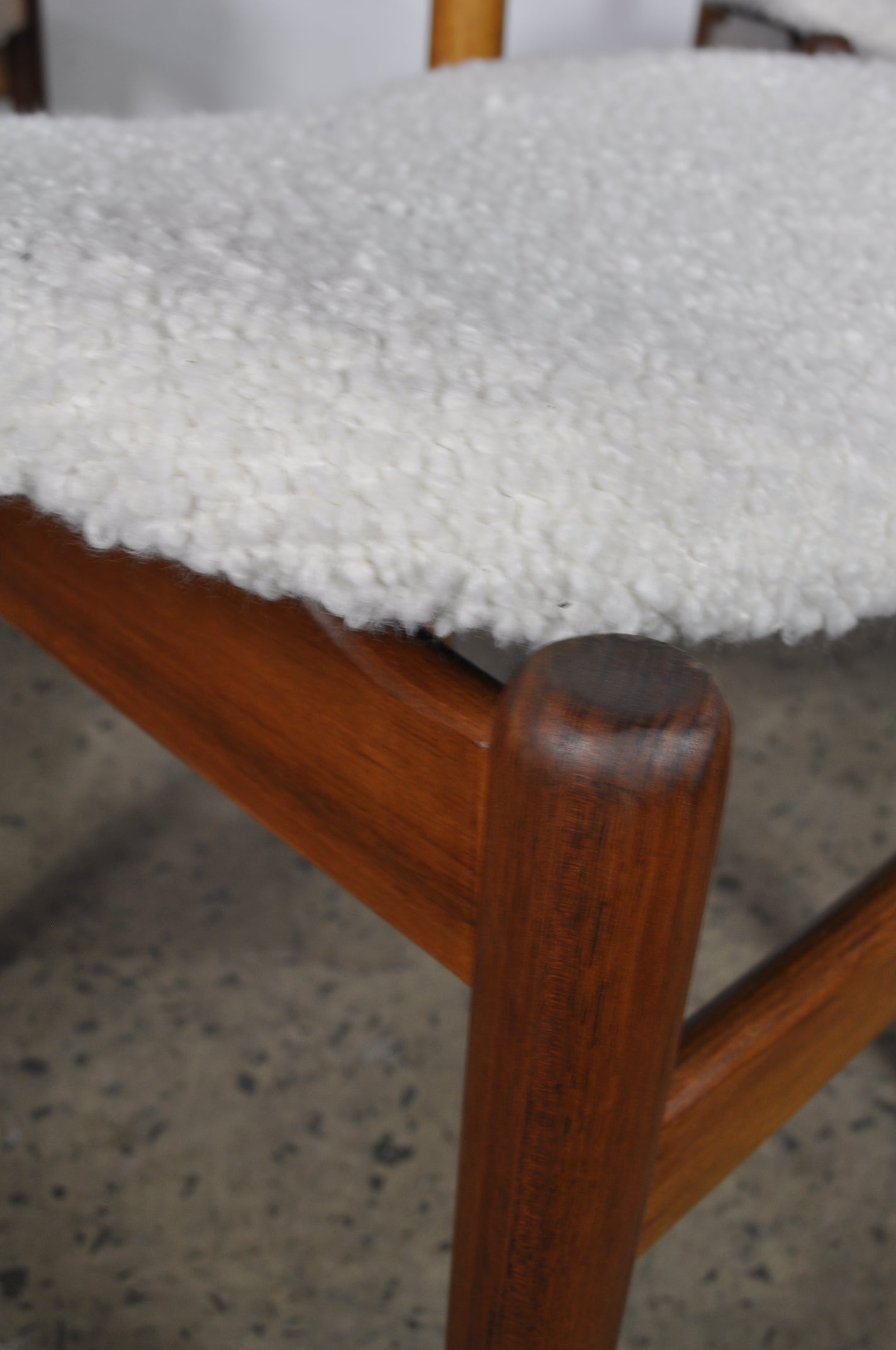 Elite Dining chairs in shearling fabric.