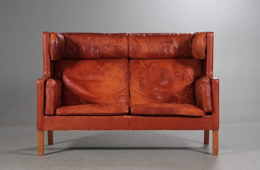 Børge Mogensen. Two seat sofa, model 2192 in leather.
